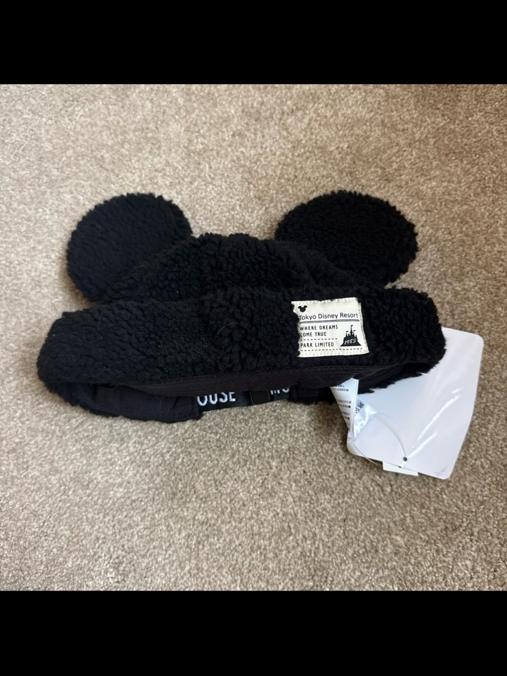 Disney Tokyo Black Plush Mickey Ear hat